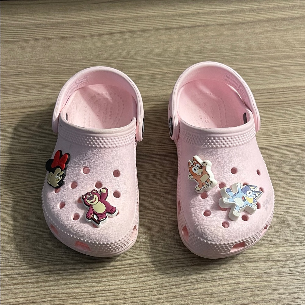 CROCS Kids Light Pink Sandals with Fun Charms